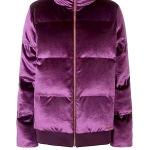 Sweaty Betty purple velvety puffer jacket